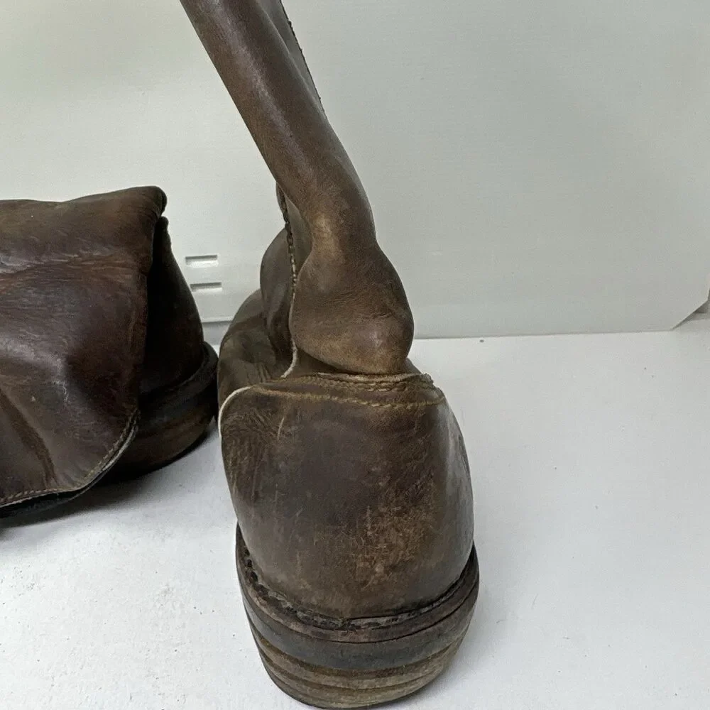 Vintage Style Dan Post Leather Pull On Roper Boots Heavily Worn Patina Mens 12D